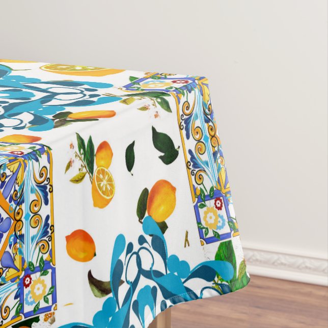 Mantel Estilo siciliano, mayólica, limones        (In Situ)