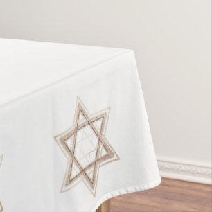 Mantel Estrella De David   Elegante oro y blanco moderno