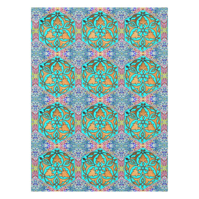 Mantel Estrella de la turquesa de David floral (Anverso)