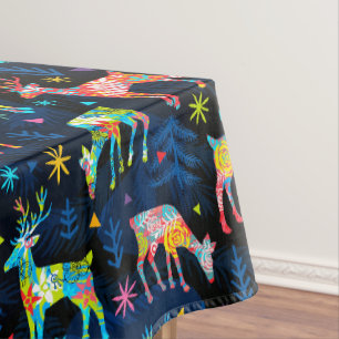 Mantel Estrella del bosque de navidad de ciervos colorido