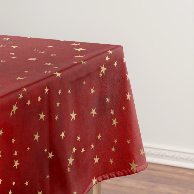 Mantel Estrellas Navideñas de Invierno con Foil Rojo y Do (In Situ)