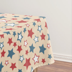 Mantel Estrellas Rojas y Azules, 4 de Julio, Fondo Beige