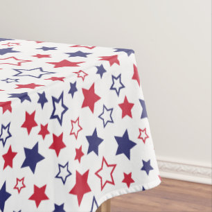 Mantel Estrellas Rojas y Azules, 4 de Julio, Fondo Blanco