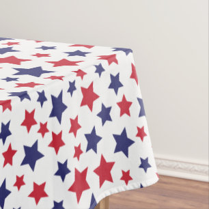 Mantel Estrellas Rojas y Azules, 4 de Julio, Fondo Blanco