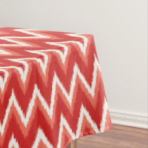 Mantel Estripas de Chevron Ikat - Naranja oxidado y blanc