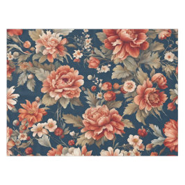 Mantel Exquisitos Rosas, hojas y flores de Naranja retro