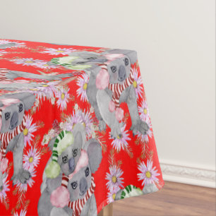 Mantel Familia de Koala Personalizada Navidad Roja