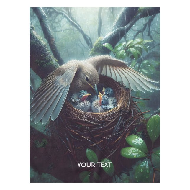 Mantel Fantasía Ave Ave Lluvia (Anverso)