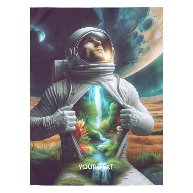 Mantel Fantasía Cuidad Espacio Hombres Caída de Agua (Anverso)