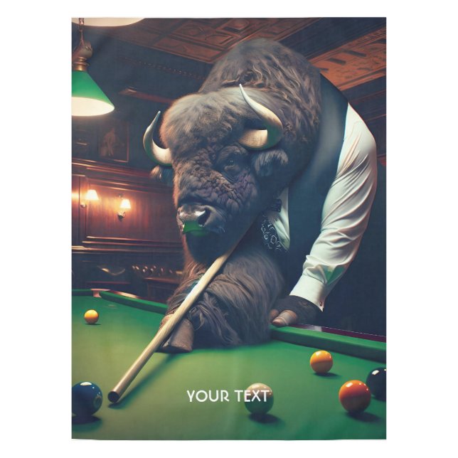 Mantel Fantasía Cute Búfalo Jugando Snooker (Anverso)