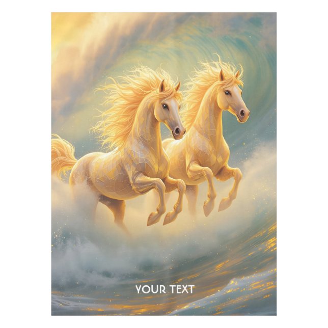 Mantel Fantasía Cute Dos Caballos Oleada (Anverso)