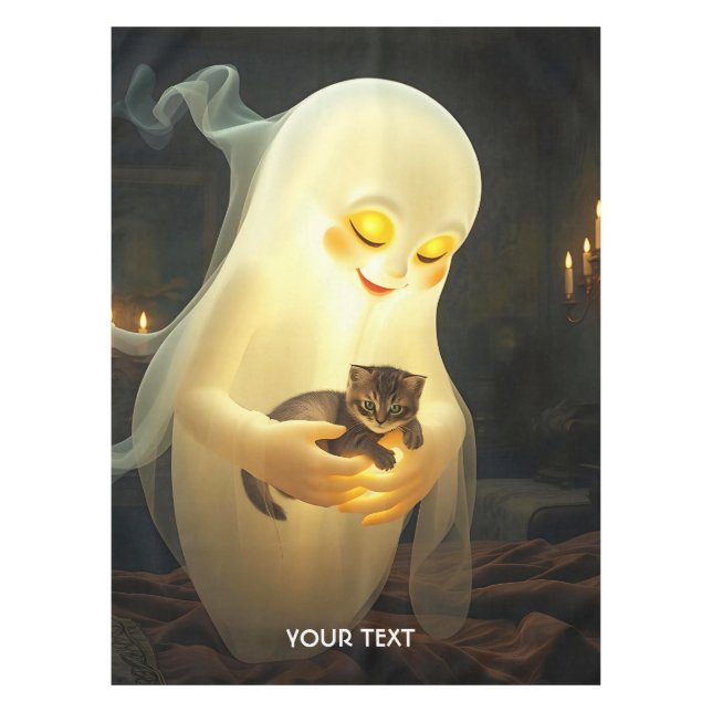Mantel Fantasía Cute Ghost Kitten Candles (Anverso)