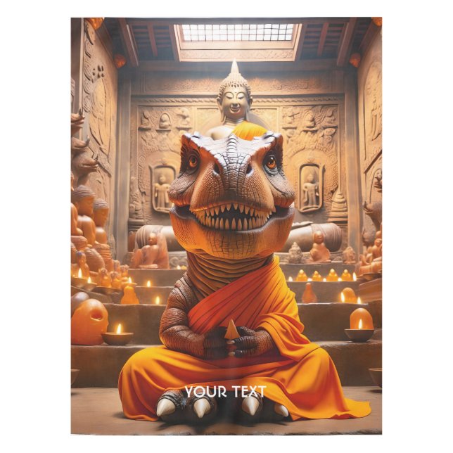 Mantel Fantasía Cute Monk T-Rex Meditación (Anverso)
