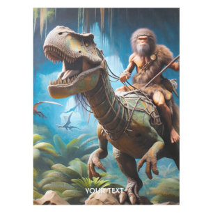 Mantel Fantasía Cute Neanderthal Riding Dinosaur