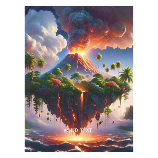 Mantel Fantasía Isla Cuta Con Volcán (Anverso)