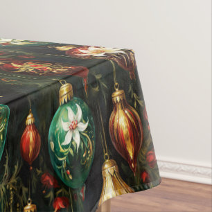 Mantel Fantasía navideña vintage Patrón de ornamentos flo