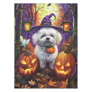 Mantel Fantasma Bichon Frise Halloween Bruja Y Calabaza