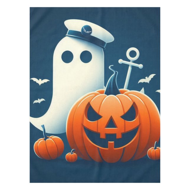 Mantel Fantasma/calabazas de Halloween de corte nautico/c (Anverso)
