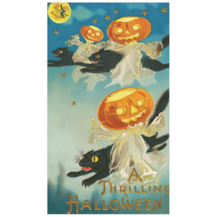 Mantel Fantasmas de calabaza de Halloween y gatos negros