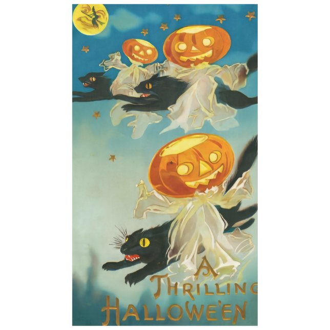 Mantel Fantasmas de calabaza de Halloween y gatos negros (Anverso)