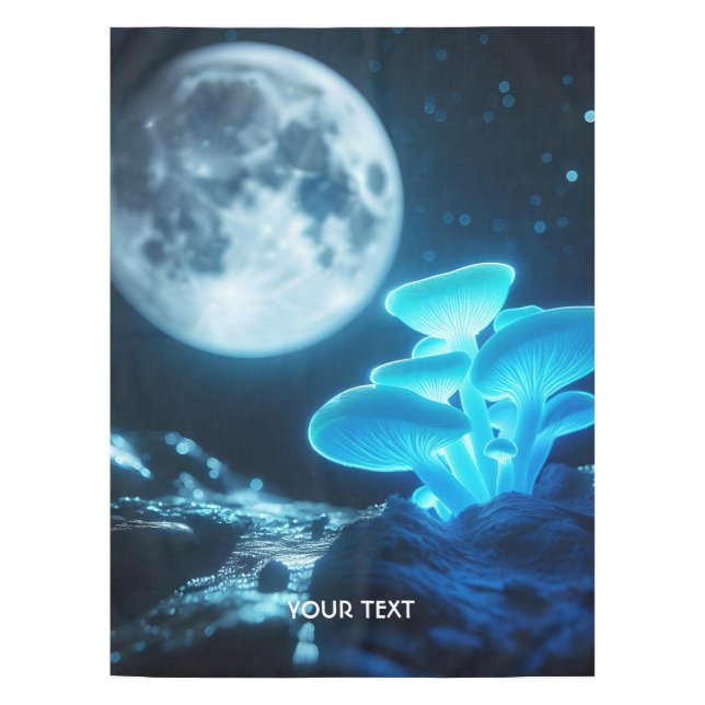 Mantel Fantasy Cute Blue Mushrooms Moon (Anverso)