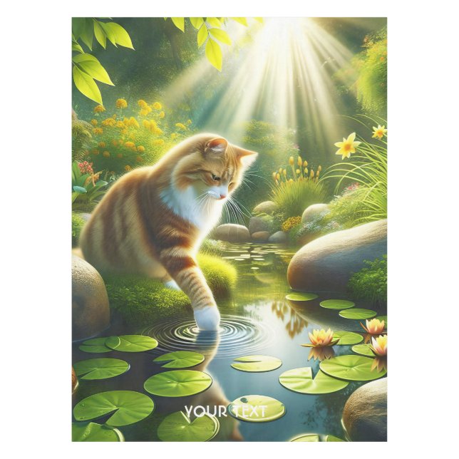 Mantel Fantasy Cute Cat River Trees (Anverso)