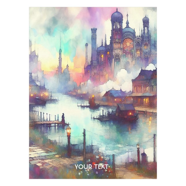 Mantel Fantasy Cute Clouds Castle River (Anverso)