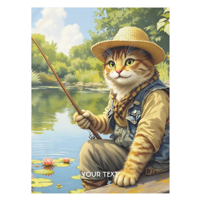 Mantel Fantasy Cute Lake Cat Pescando (Anverso)