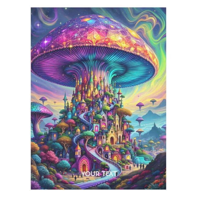 Mantel Fantasy Cute Mushroom Cielos arcoiris (Anverso)