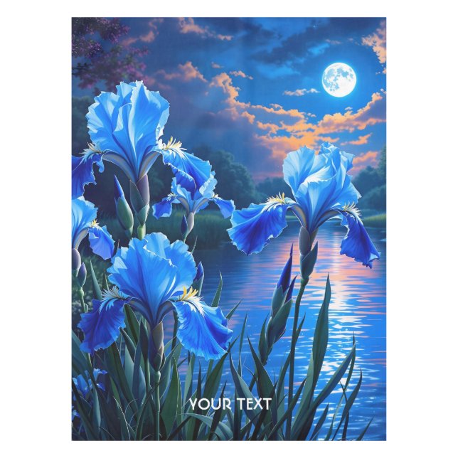 Mantel Fantasy Cute River Blue Irises (Anverso)
