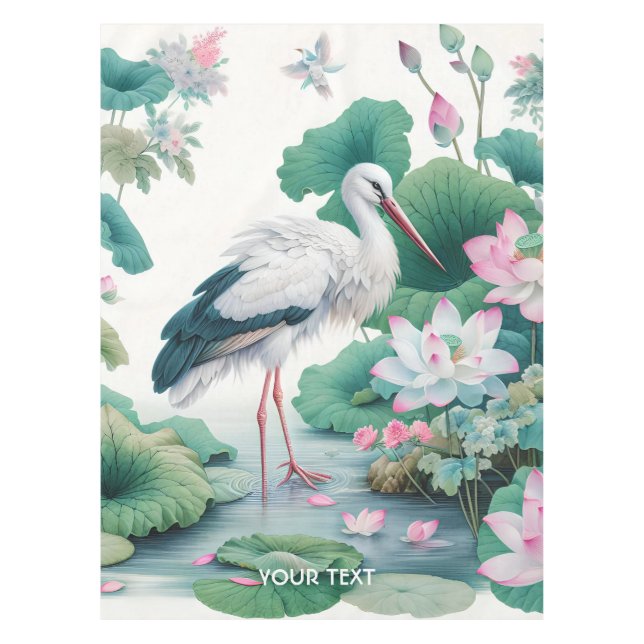 Mantel Fantasy Cute Stork Flowk Lake (Anverso)