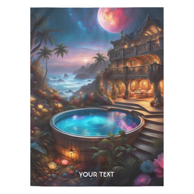 Mantel Fantasy Cute Vivid Beach Flores Sunset (Anverso)