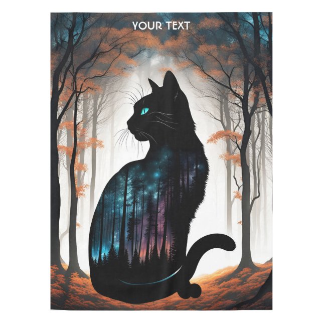 Mantel Fantasy Cute Vivid Black Cat Forest (Anverso)