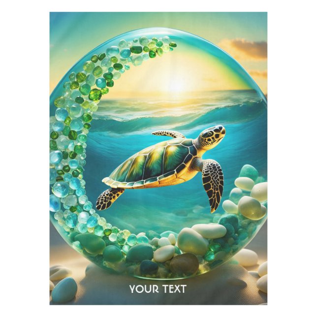 Mantel Fantasy Cute Vivitle Turtle Waves Marinas (Anverso)