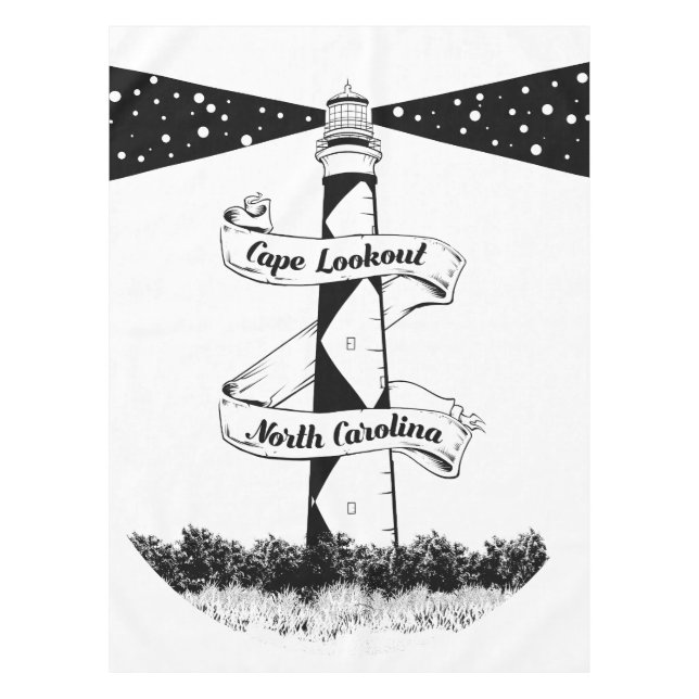 Mantel Faro de Cape Lookout negro y blanco (Anverso)