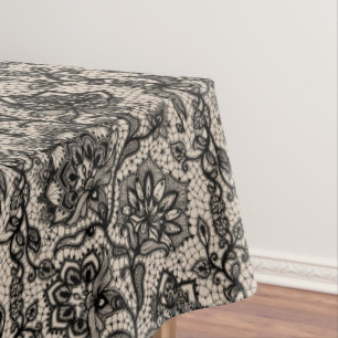 Mantel Faux Black Lace Tablecloth