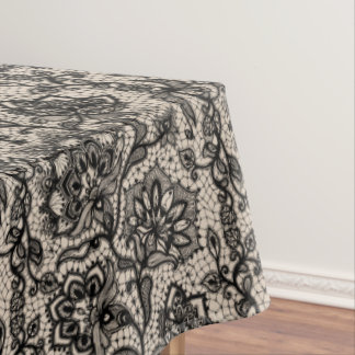 Mantel Faux Black Lace Tablecloth