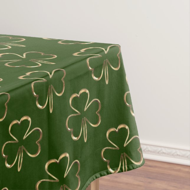 Mantel Faux Gold Clovers Shamrock Green Pattern Irish (In Situ)