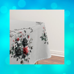 Mantel Felices 50 años Rosas rojos y negros