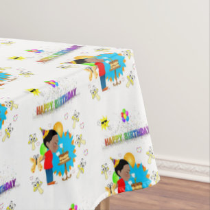 Mantel Felices cumpleaños Tablecloth Boy champiñones afri