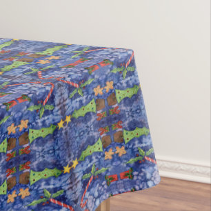 Mantel Felices Fiestas Clásicos Navidades Iconos Acuarela