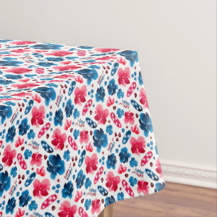 Mantel Feliz cumpleaños 250, América! Floral Rojo Blanco