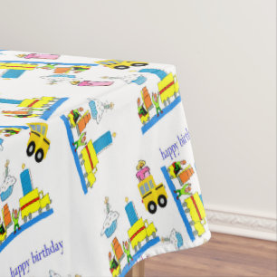 Mantel Feliz cumpleaños a Tablecloth Trucks Bus
