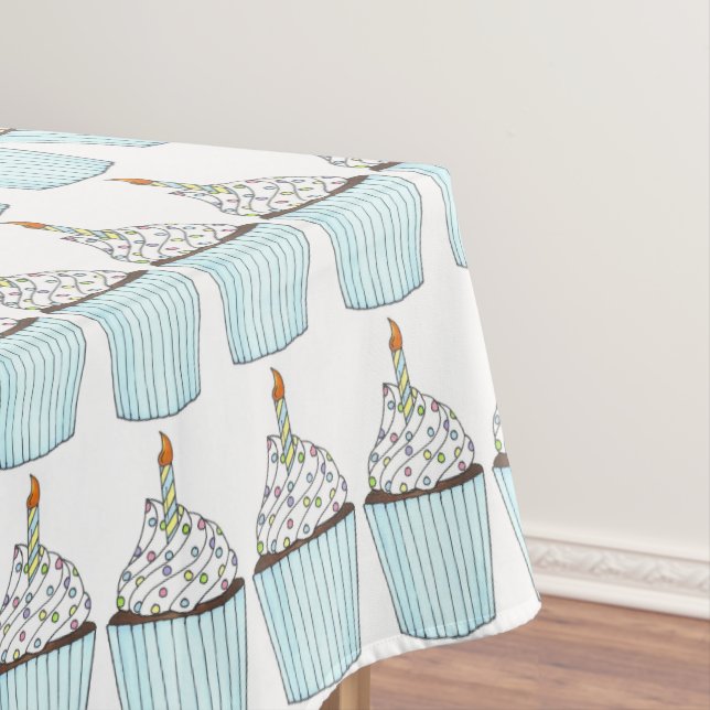 Mantel Feliz cumpleaños Blue Cake Cupakes Candle Sprinkle (In Situ)