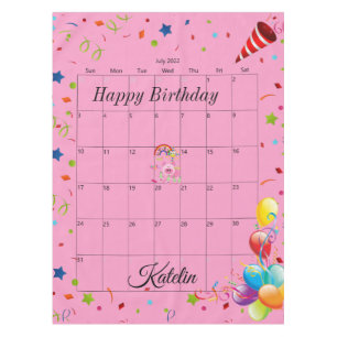 Mantel Feliz cumpleaños, julio de 2022 Tablecloth