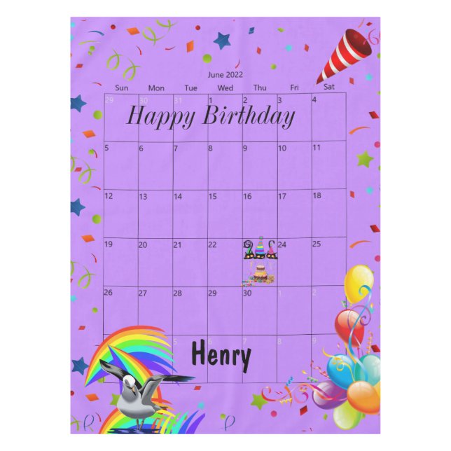 Mantel Feliz cumpleaños, junio de 2022 (Anverso)