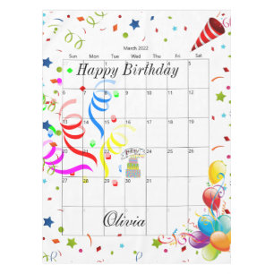 Mantel Feliz cumpleaños marzo 2022 Tablecloth