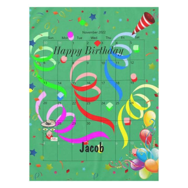 Mantel Feliz Cumpleaños Noviembre 2022 Tablecloth (Anverso)