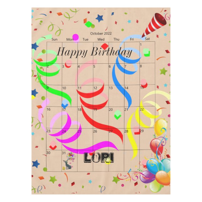 Mantel Feliz cumpleaños, octubre de 2022 (Anverso)