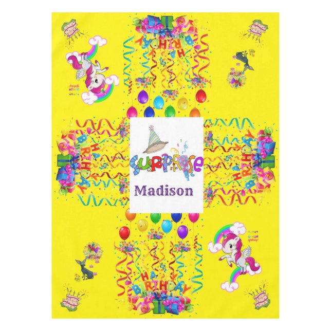 Mantel Feliz cumpleaños Tablecloth Confetti Amarillo (Anverso)